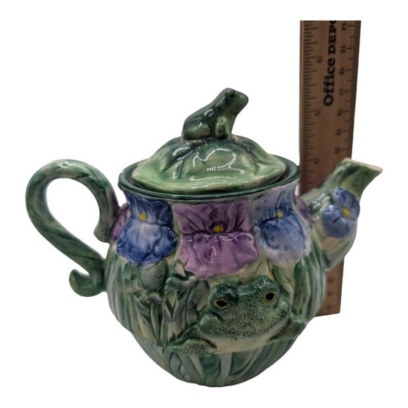 Vintage Jeanette Adams by Silvestri Small Frog Floral Motif Tea Pot No cup - Picture 4 of 10